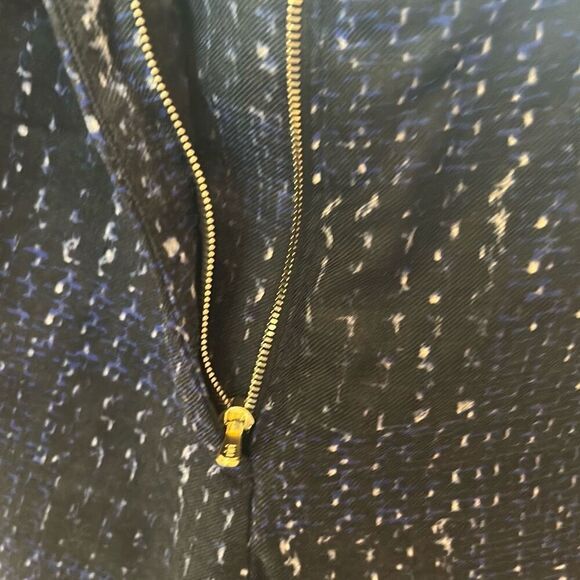 Femme d’armes Size 2 Ankle Zip Dress Trouser Blue Black Geo Print Office Casual - Picture 9 of 9